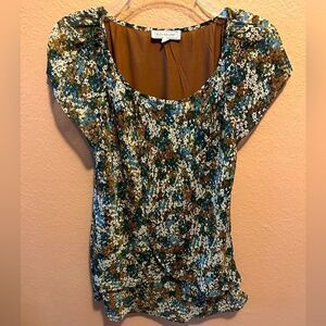 Blousology brown and blue floral blouse